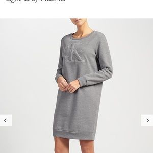Calvin Klein Logo Sweater Dress- Light Grey